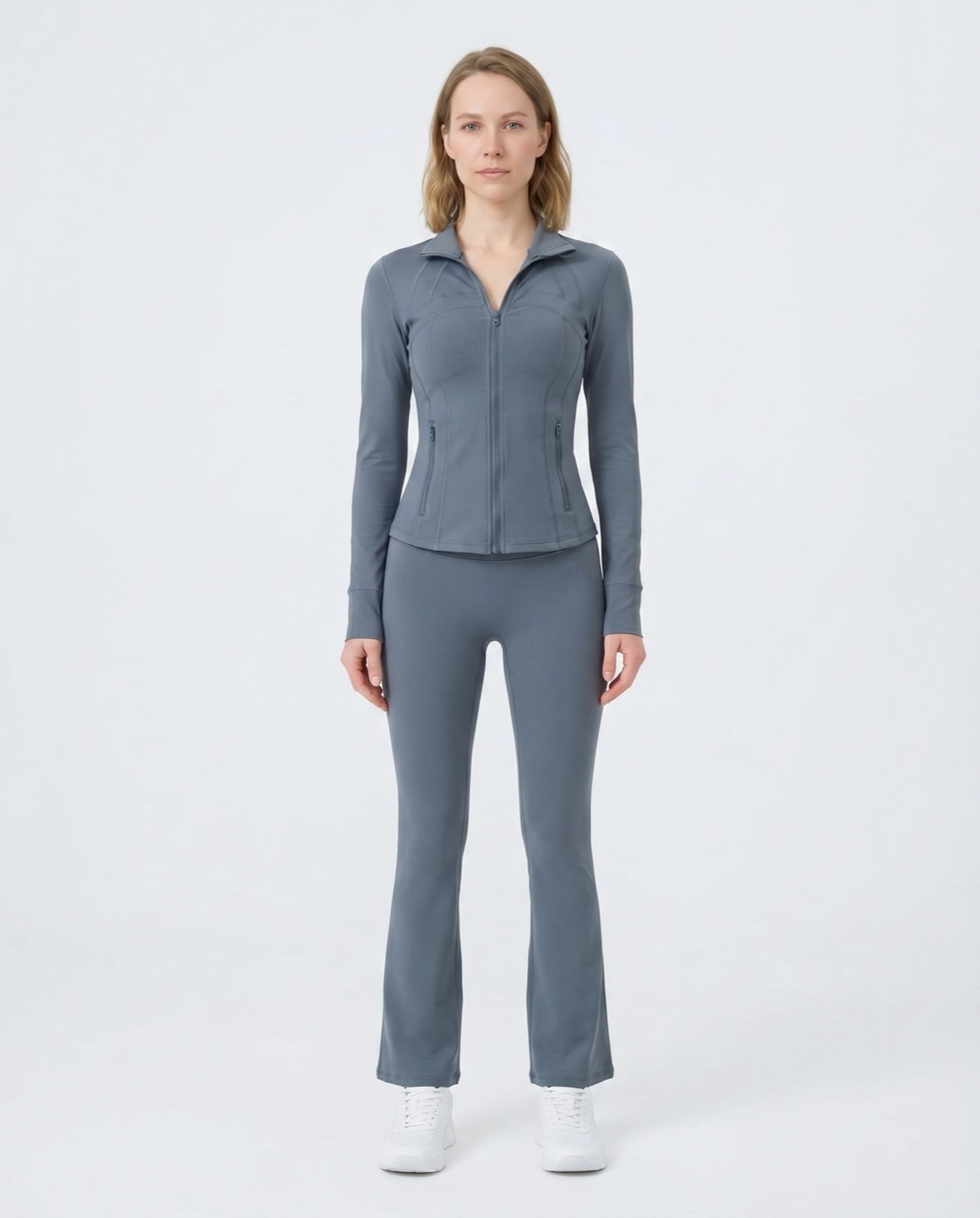 Slate track jacket with flared pant